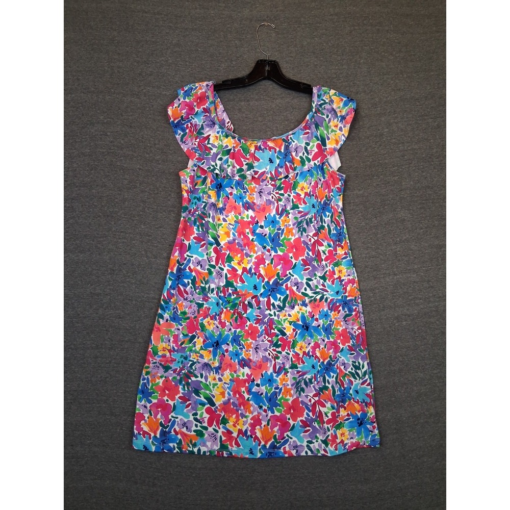Tommy Bahama Dress L Multi Floral Water Color Spa Cover Up Off Shoulder Preppy